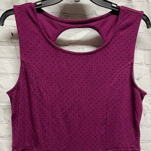 Sleeveless Cutout Dot-Print Tank Top - Plum